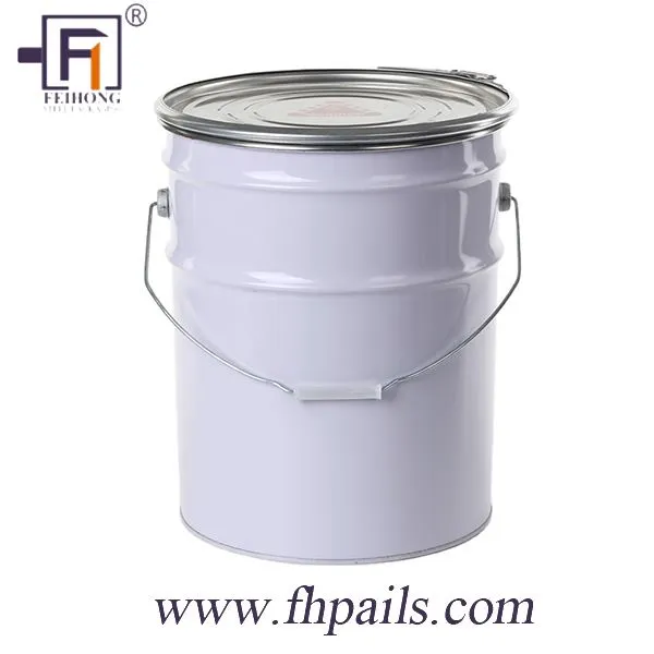 20 Liter Stainless Empty Steel Metal Pails Bucket With Lock Ring Lid